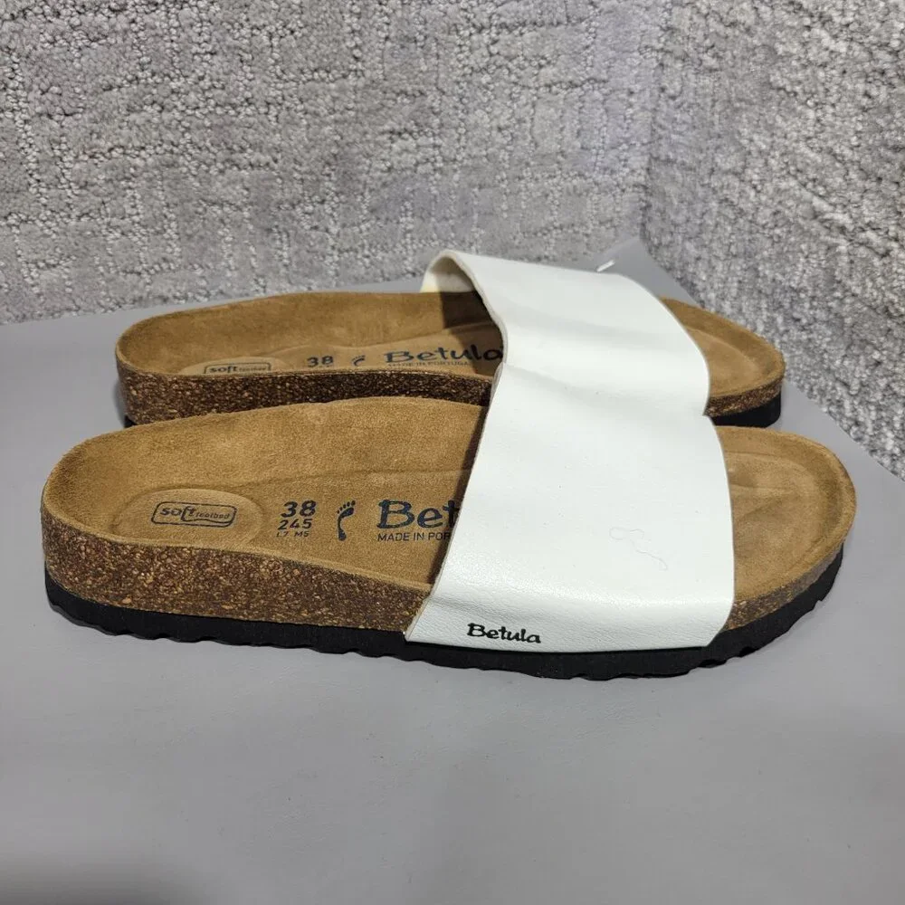 Betula By Birkenstock Reggae Unisex Size US L7 M5 White Birko-Flor Slide Sandal